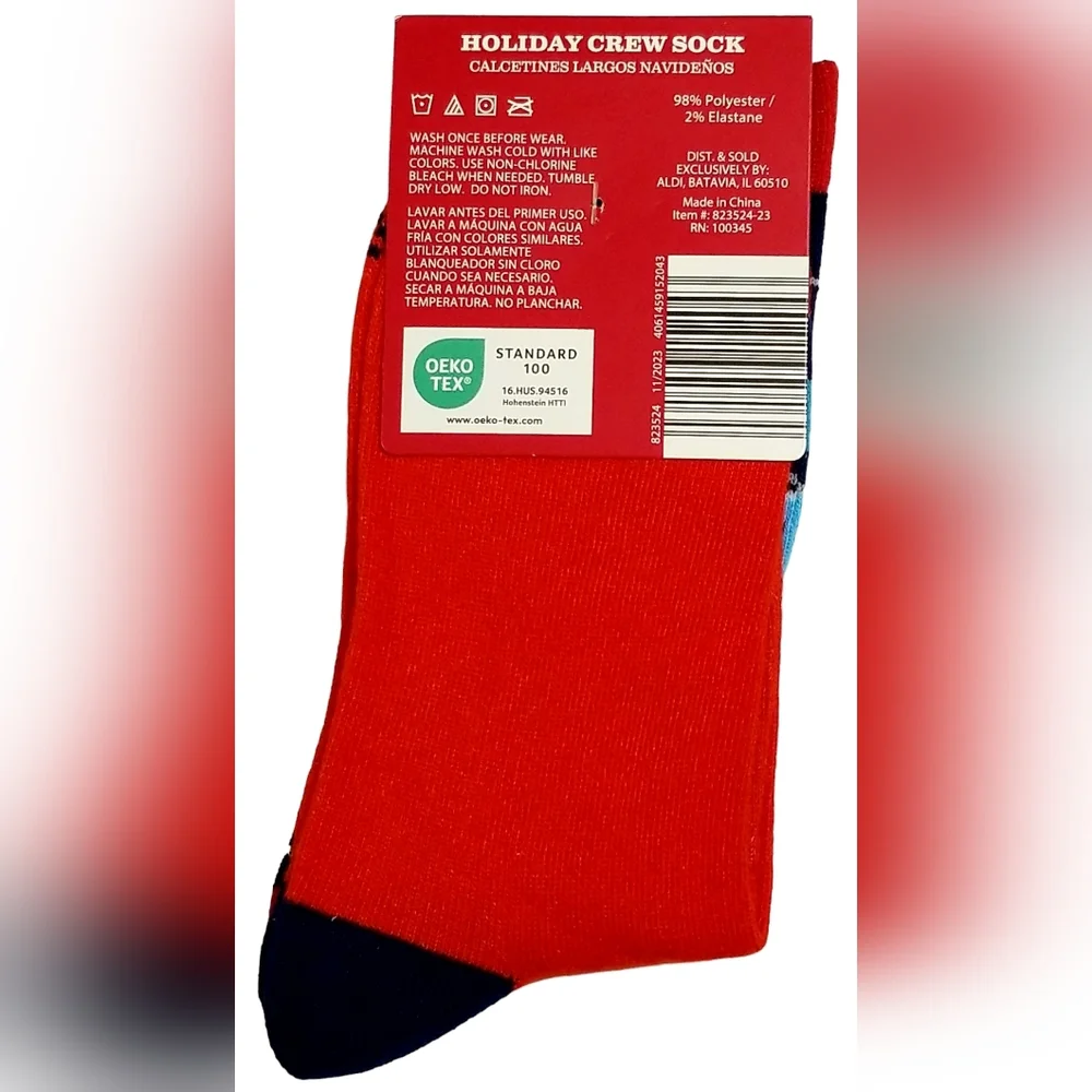 🧦Aldi, 🧦Ladies Holiday Crew Socks,‎ 2 pair, NWT, sz 4-10